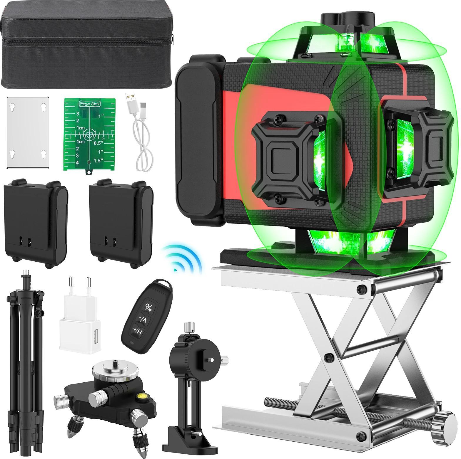 Laserová vodováha, samonivelačná, diaľkové ovládanie, 2 batérie