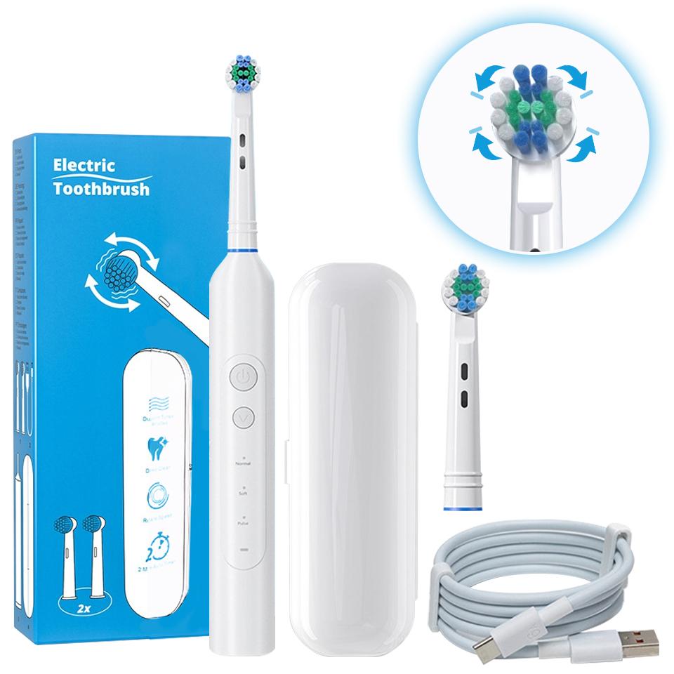 AjieQaQ Rotierende elektrische Zahnbürste mit Reiseetui | Perfektes Weihnachtsgeschenk