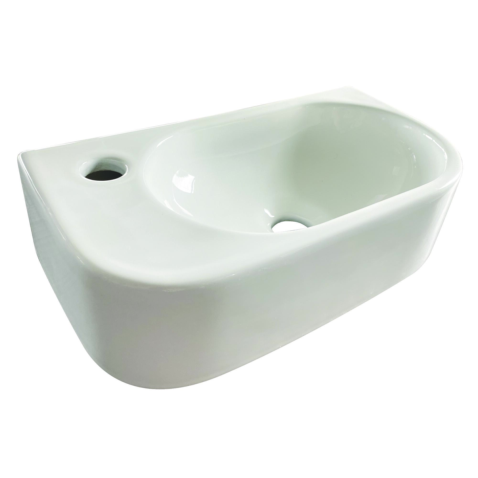 AYOR BATHROOM ONDEE ZEN – Handwaschbecken, Frontansicht, IRIS – Weiß – 40,5 x 22 x 11 cm – Keramik SACHSLAVIRIS