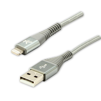 Logo USB kabel (2.0) USB A samec - Apple Lightning samec 1m stříbrný MFi certifikace, 5V/2,4A n