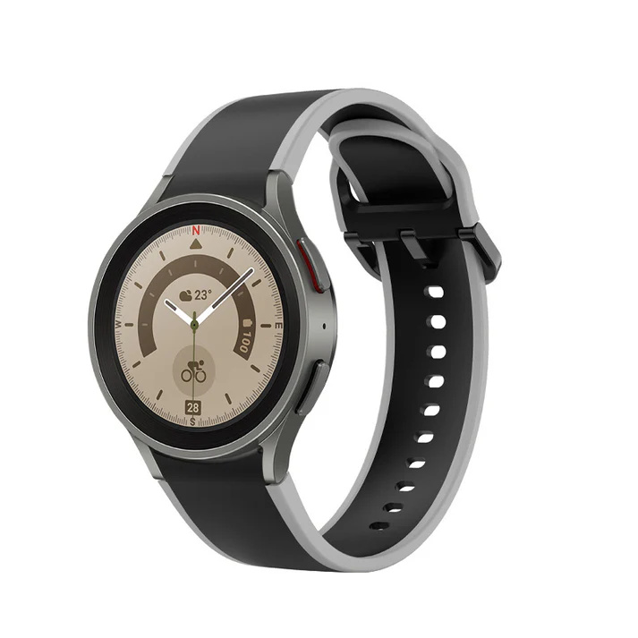 SYSTEM-S 20 mm silikónový remienok pre Samsung Galaxy Watch 5 4 Smartwatch Grey Black