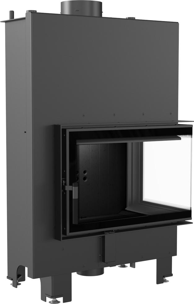 Oceľový krb KRATKI MBM Vodný plášť vložka vpravo 12 kW Ø 180 čierna podšívka Thermotec