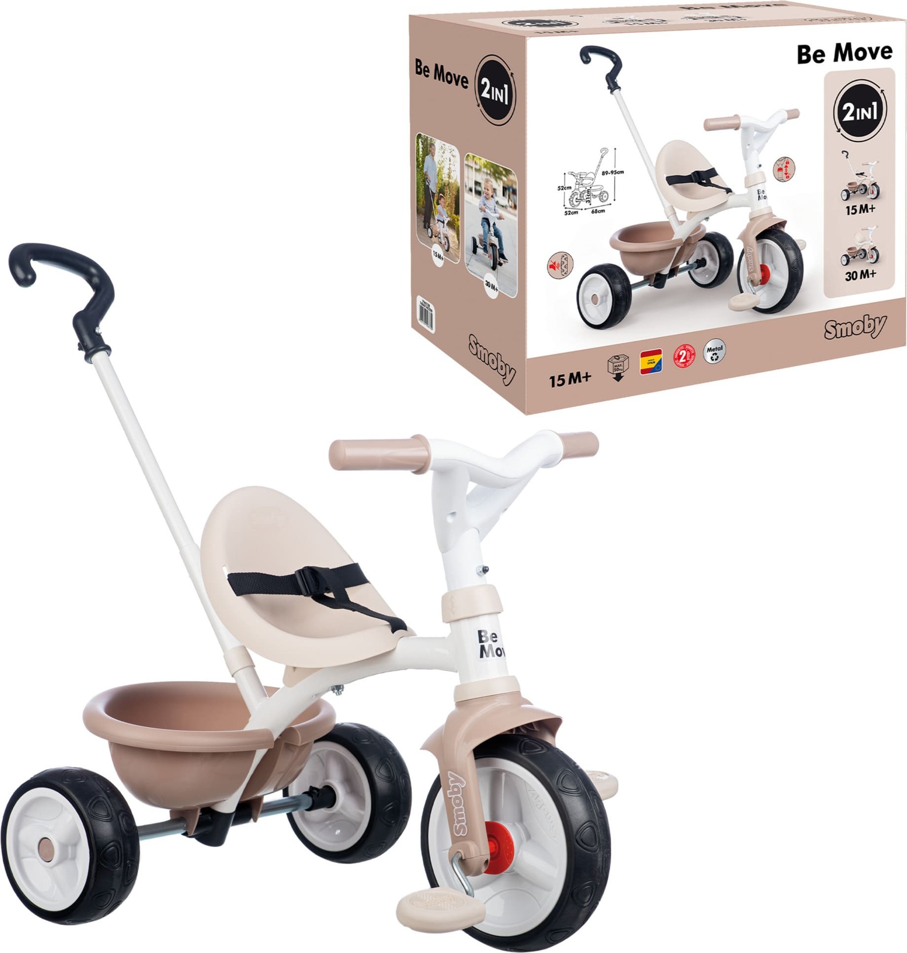 Smoby Outdoor Spielzeug Fahrzeug Dreirad Be Move beige 7600740338