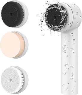 Akhan 3 IN 1 Gesichtsreinigungsbürste Elektrische Gesichtsbürste Wasserdichte Gesichtsreiniger 360 °Drehbar Wiederaufladbar mit 3 Bürstenköpfen für Reinigen Peelen Massieren 174855919