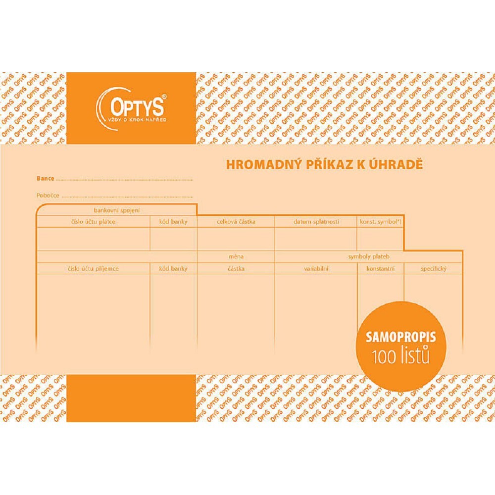OPTYS 1110 - Zahlungsauftrag A5, 100 l., NCR 291
