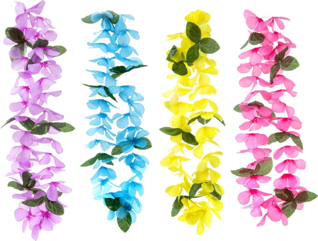 Fackelmann Hawaiiketten TROPICAL, Blumenkette für Mottopartys, Partyzubehör für den Sommer (Farbe: Bunt), Menge: 4 Stück 27020