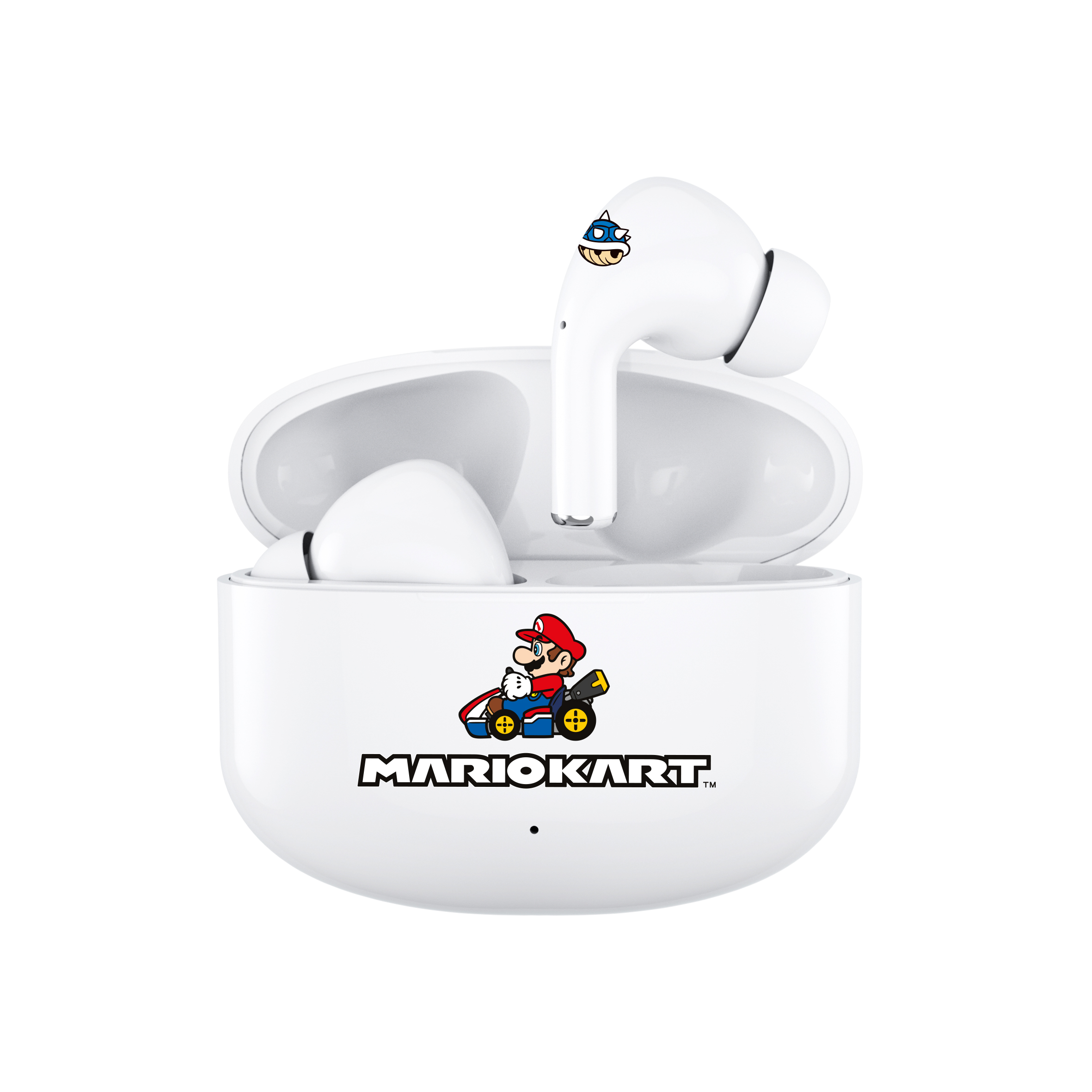 OTL Technologies Mariokart Bluetooth 5.1 detské slúchadlá s nabíjacím boxom, biele