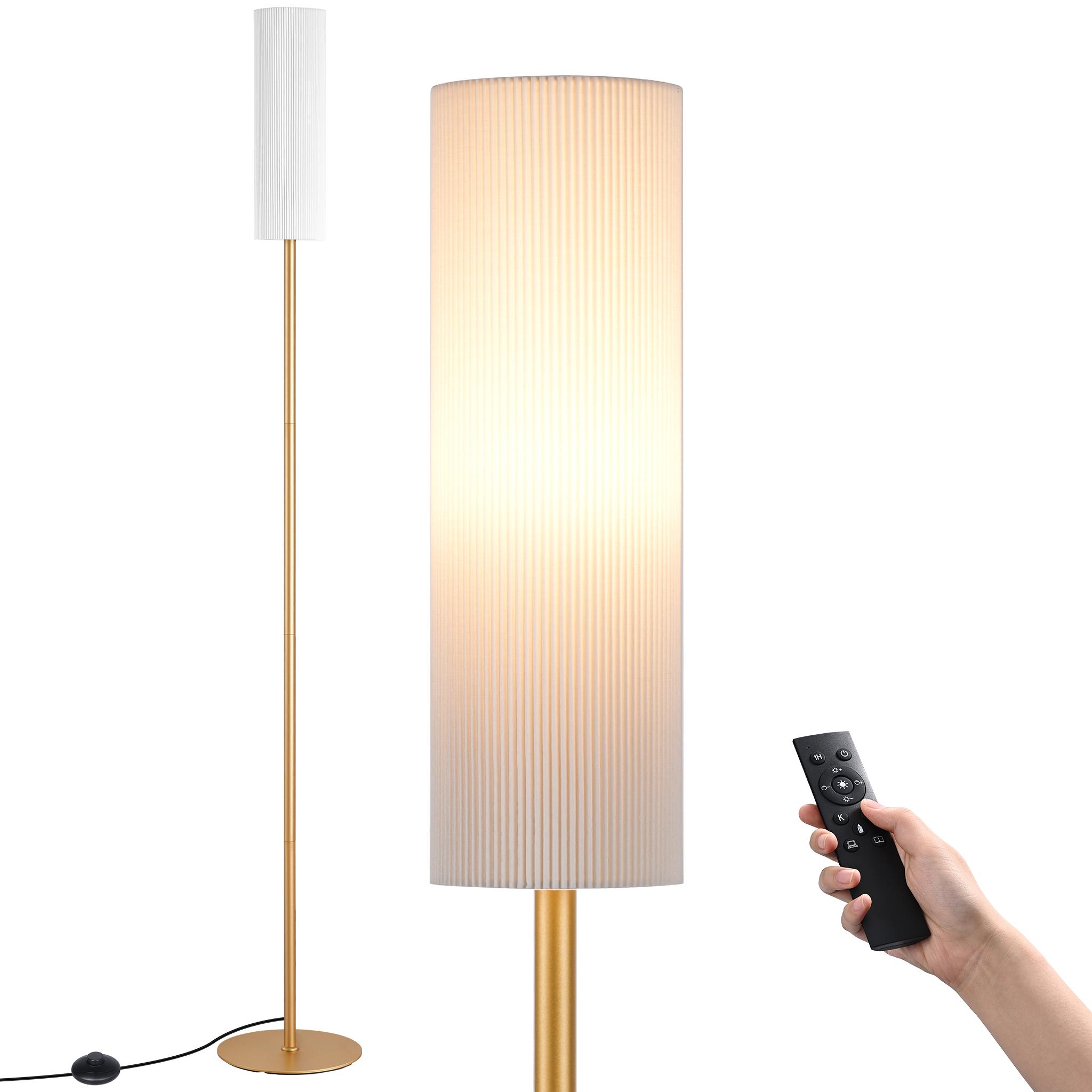 EDISHINE Stehlampe Dimmbar Wohnzimmer 165cm, LED Stehleuchte mit Fernbedienung, Gold DHLFL09E