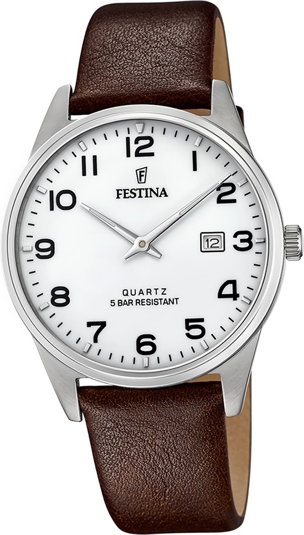 Festina kožené pánske hodinky F20512/1 náramkové hodinky Dark Brown Classic D2UF20512/1