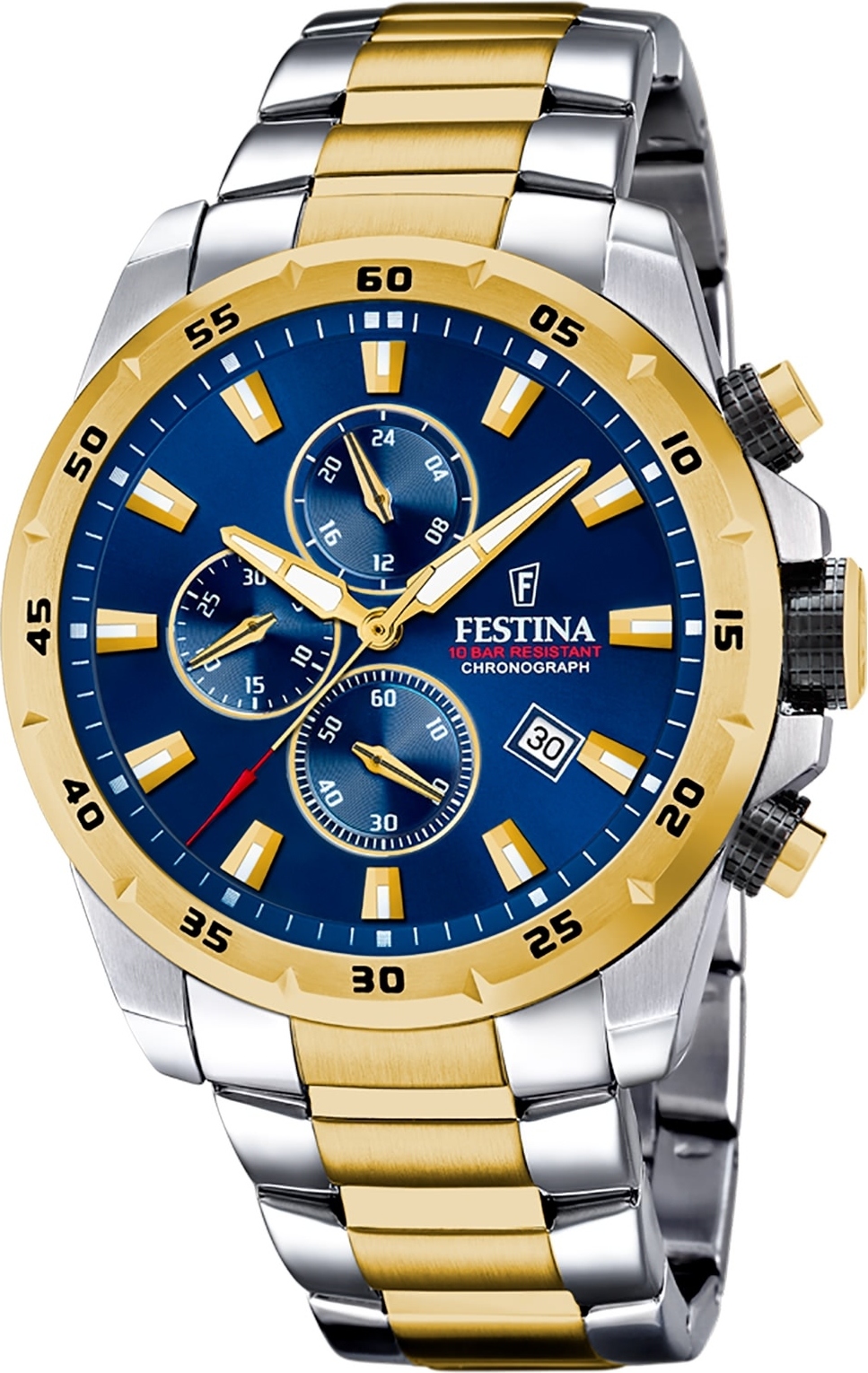 Festina pánske náramkové hodinky z nehrdzavejúcej ocele strieborné zlaté športové D2UF20562/2