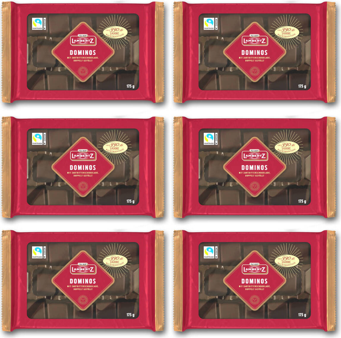 Henry Lambertz GmbH & Co. KG Lambertz Dominos überzogen mit Zartbitterschokolade 175g 6er Pack 62562-6