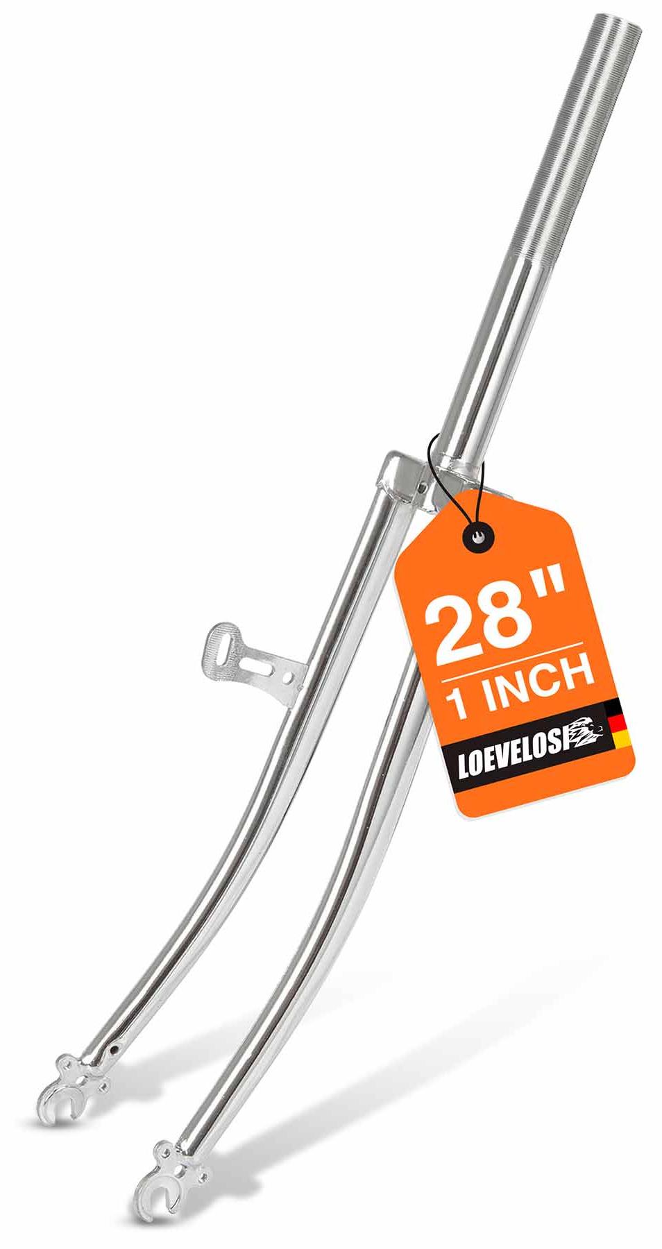 LOEVELOSI Retro Fahrradgabel 28 Zoll Damenrad / Herrenrad Ø 1 Zoll Silber / Chrom FG01SI