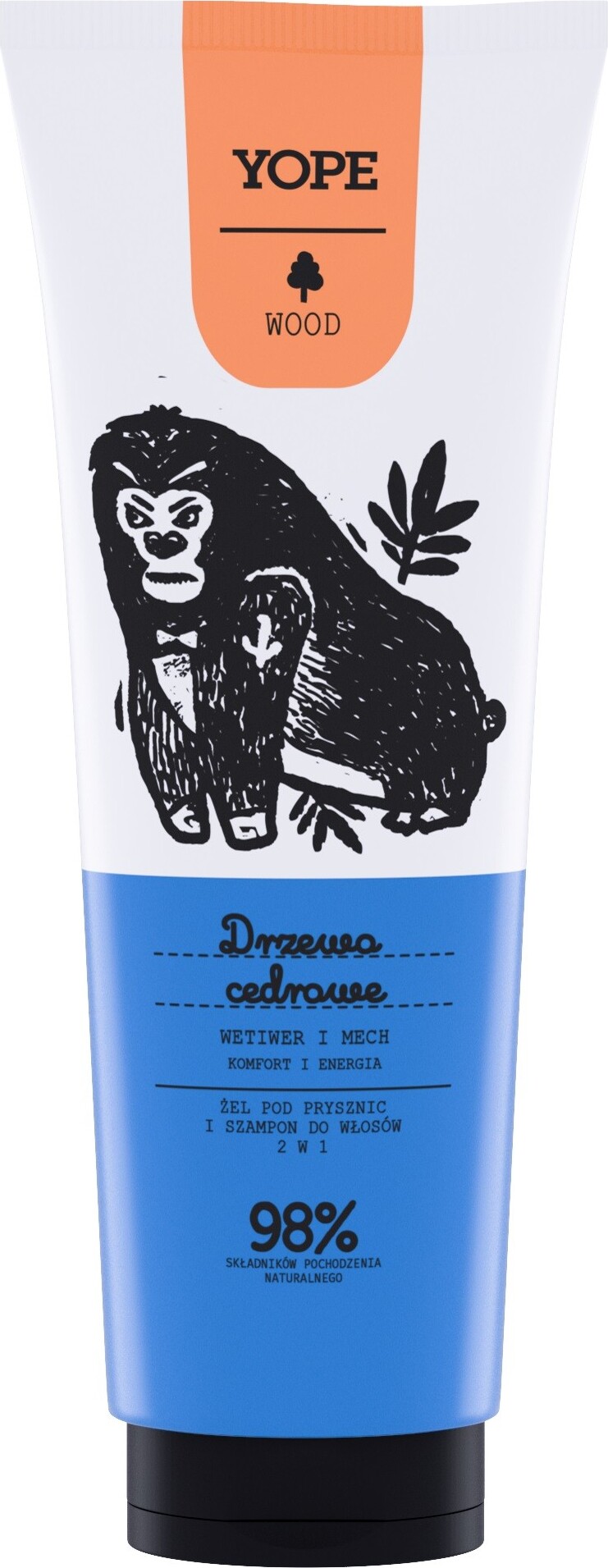 Yope Wood Sprchový gel a šampón 2v1 s vôňou Cédrového dreva, 250ml