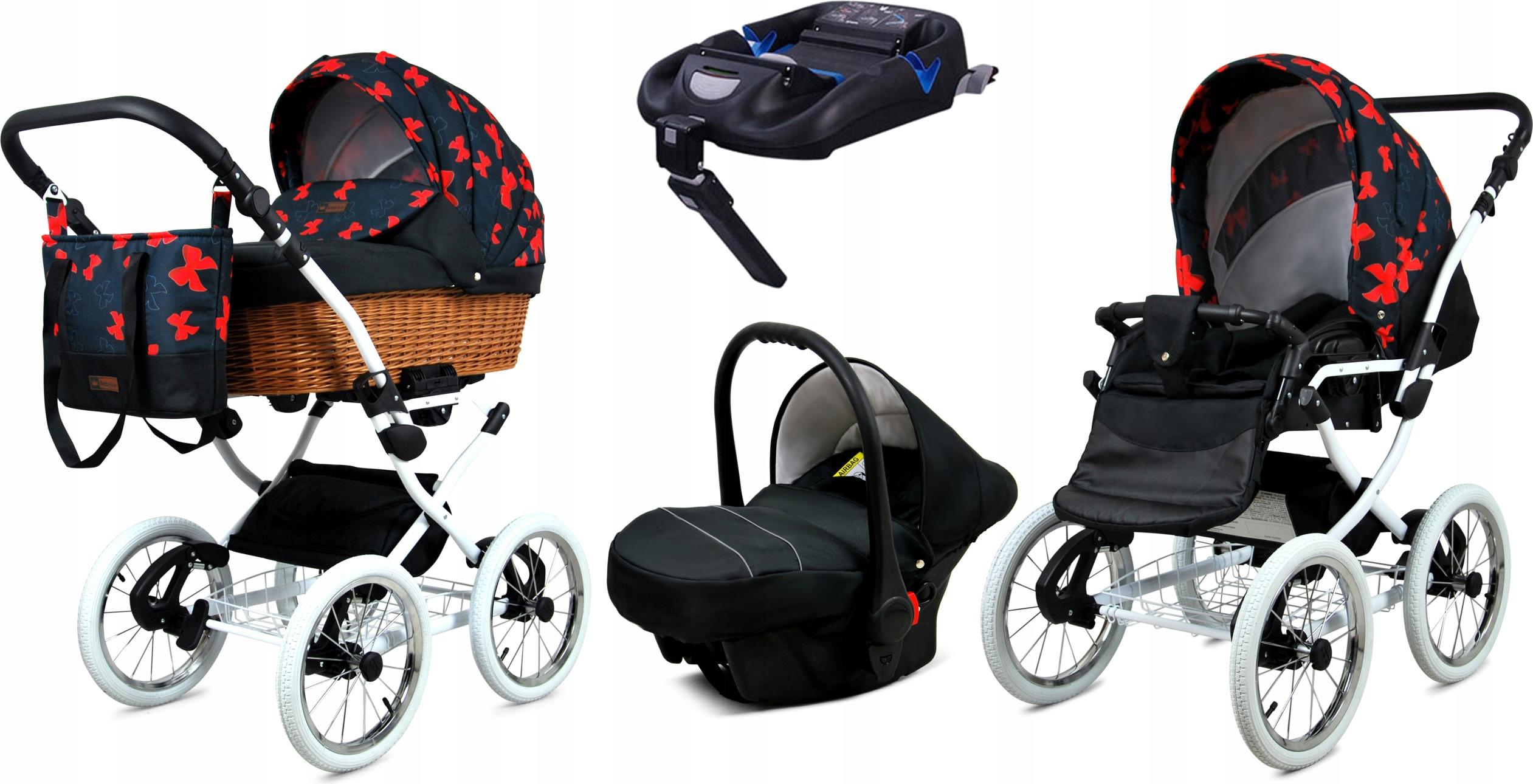 Babylux Classic White | 4in1 Kinderwagen Set | Red Bow | Kombikinderwagen | Kinderwagenset | Is