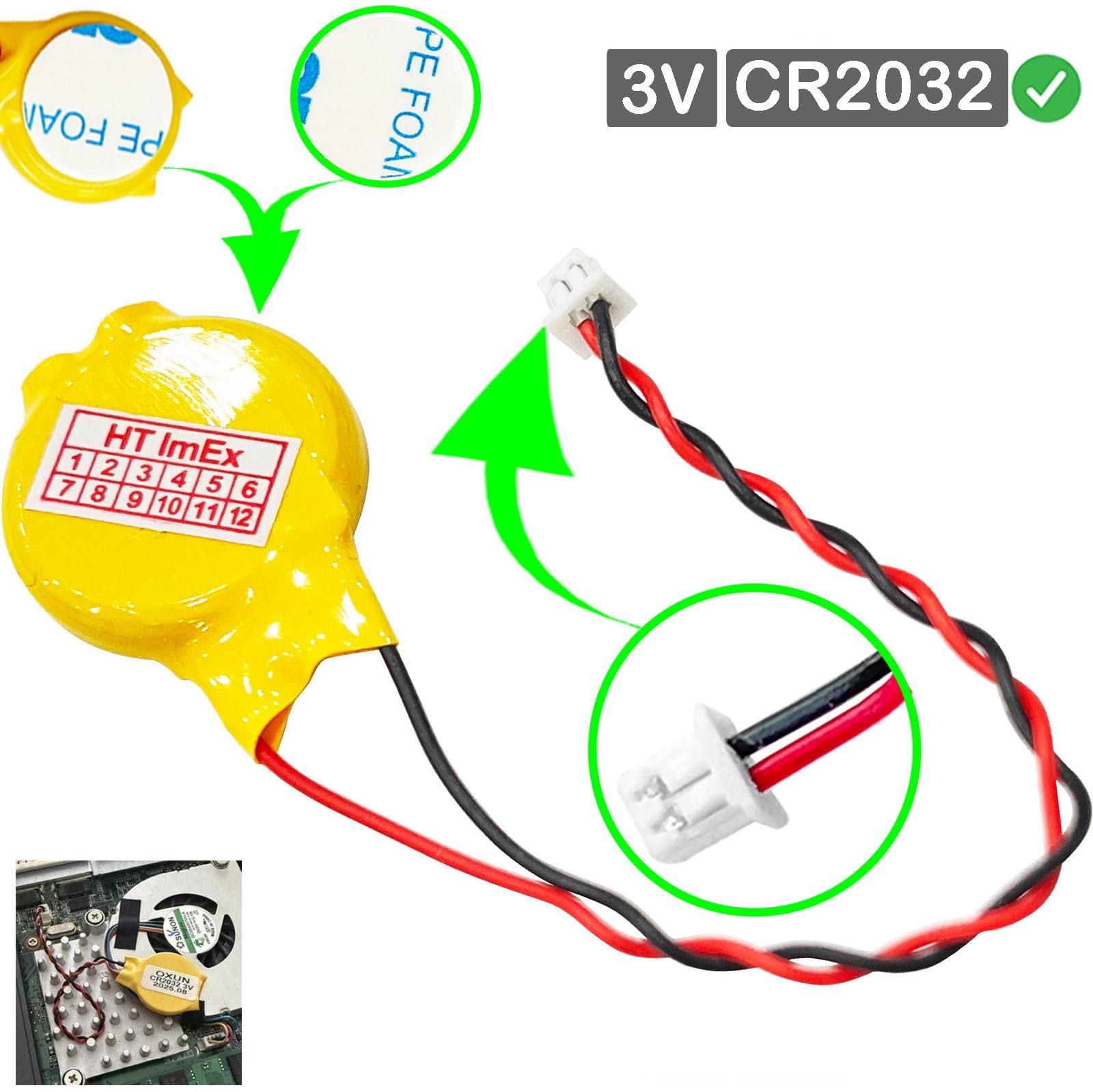 HT ImEx RTC CR2032 BIOS CMOS Batterie Knopfzelle Akku Battery mit Steckerkabel für MSI GP73 Leopard 8RE-041DE, GP73 8RF-296