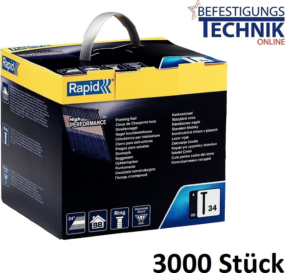 Rapid No.34 BB framing nails 63mm 3000pcs 5000799