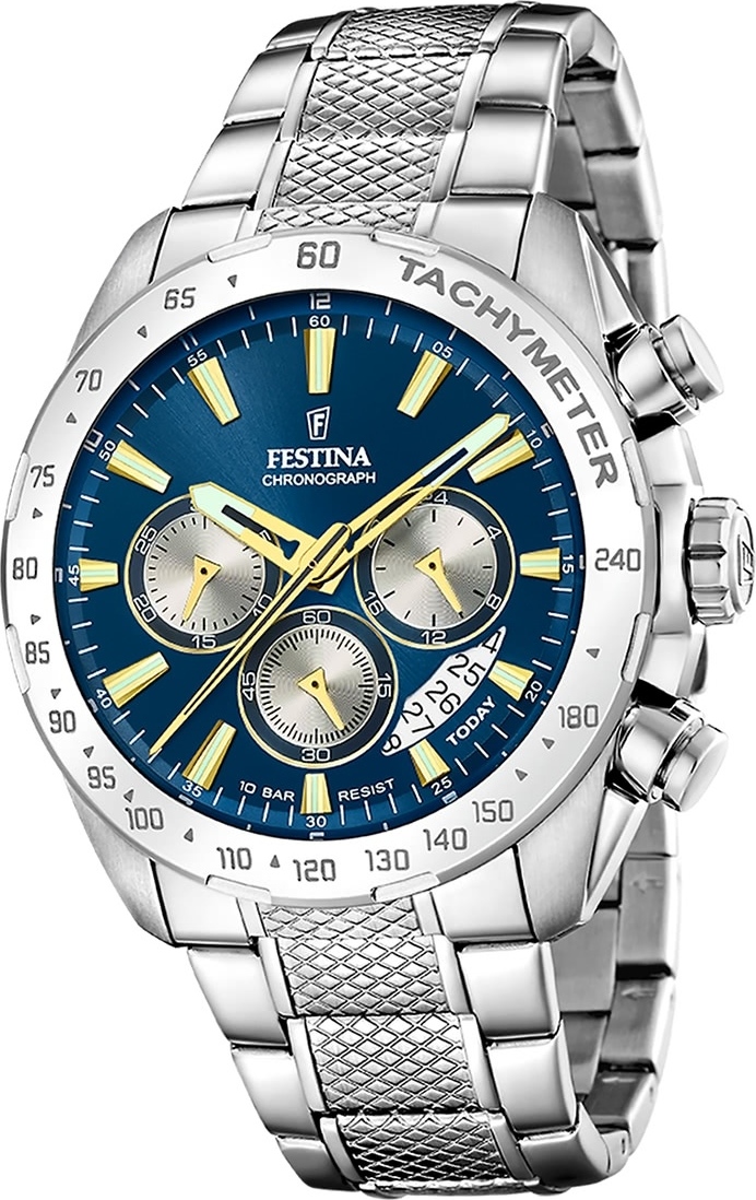 Pánske náramkové hodinky Festina z nehrdzavejúcej ocele strieborné Timeless Chronograph D2UF20668/5