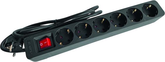 PROTEC.class Tischsteckdose PTSDS 6s 6fach mit Schalter schwarz 05105883