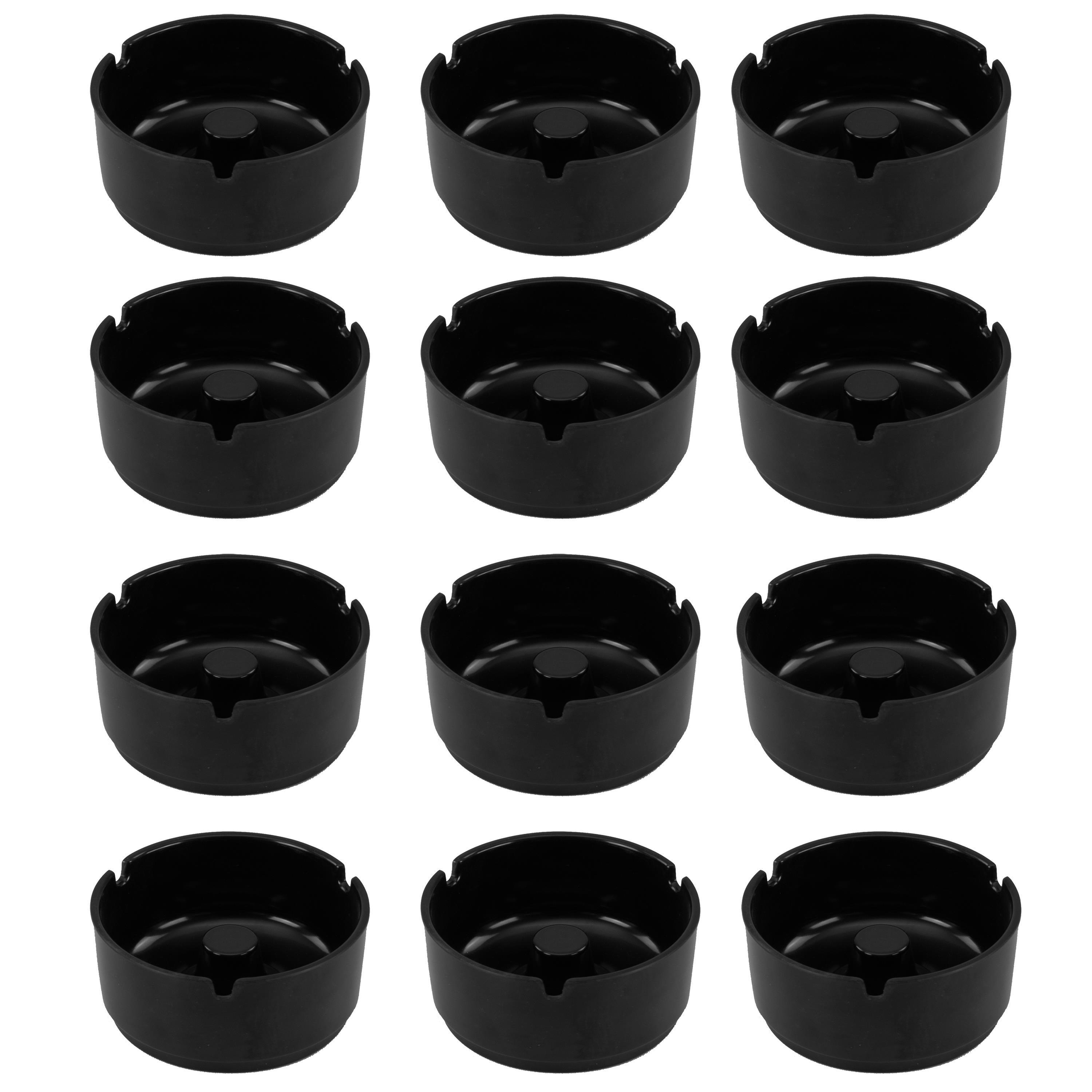 12x Aschenbecher aus Melamin schwarz in 10 cm