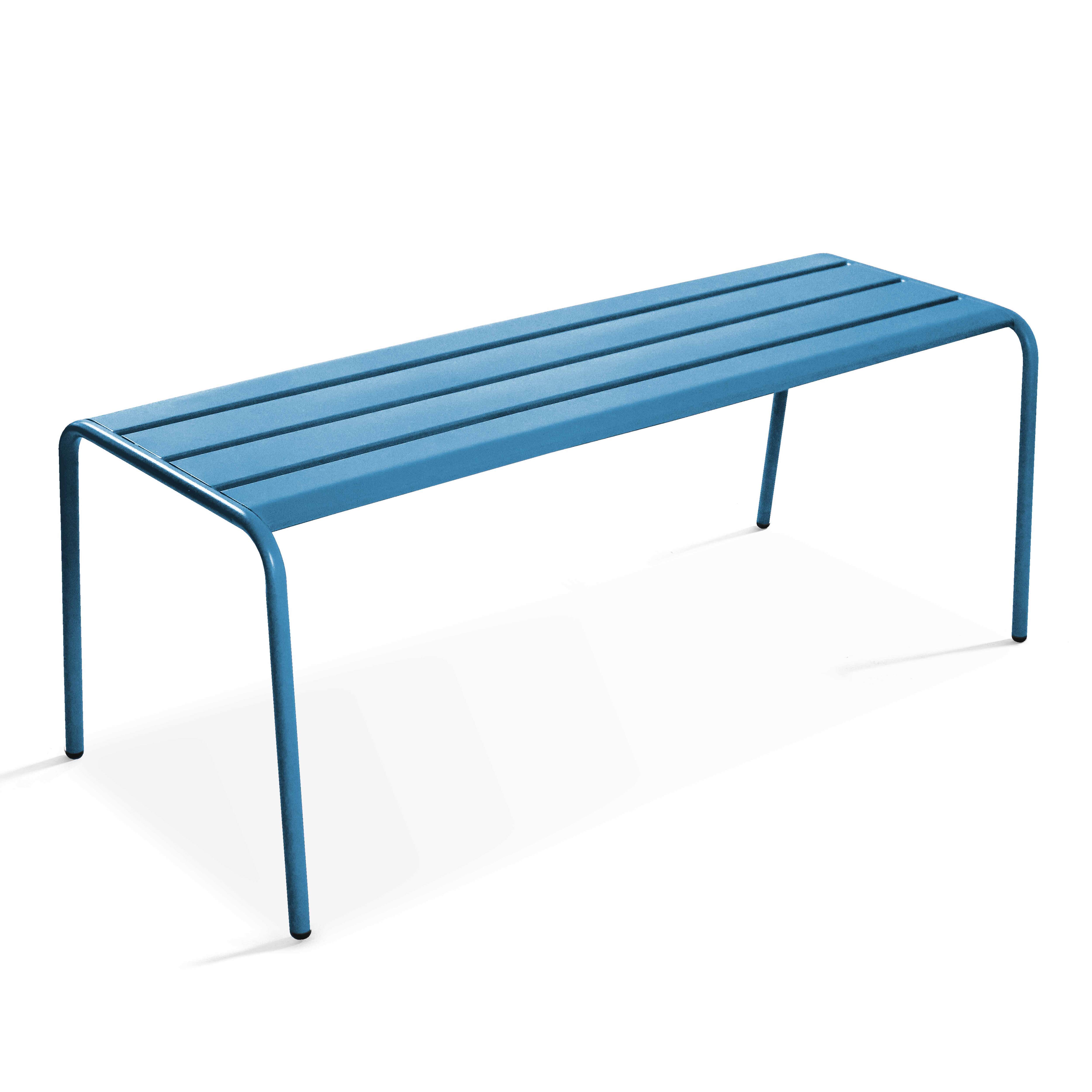 Gartenbank aus pulverbeschichtetem Stahl Pazifisch blau - Oviala Palavas 105671