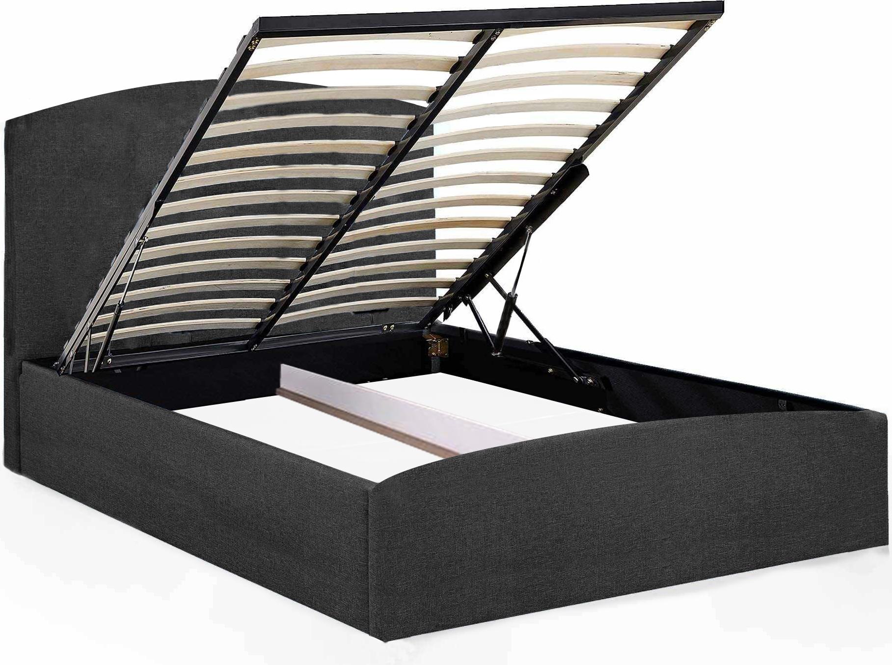 Schlafzimmer-Polsterbett Montana 150x212x90 cm Liegefläche: 140x200 cm Mit Bettkasten, Metallrahmen, Hebesystem - Gasautomatik, Monolith-StoffPolsterstoff Braun