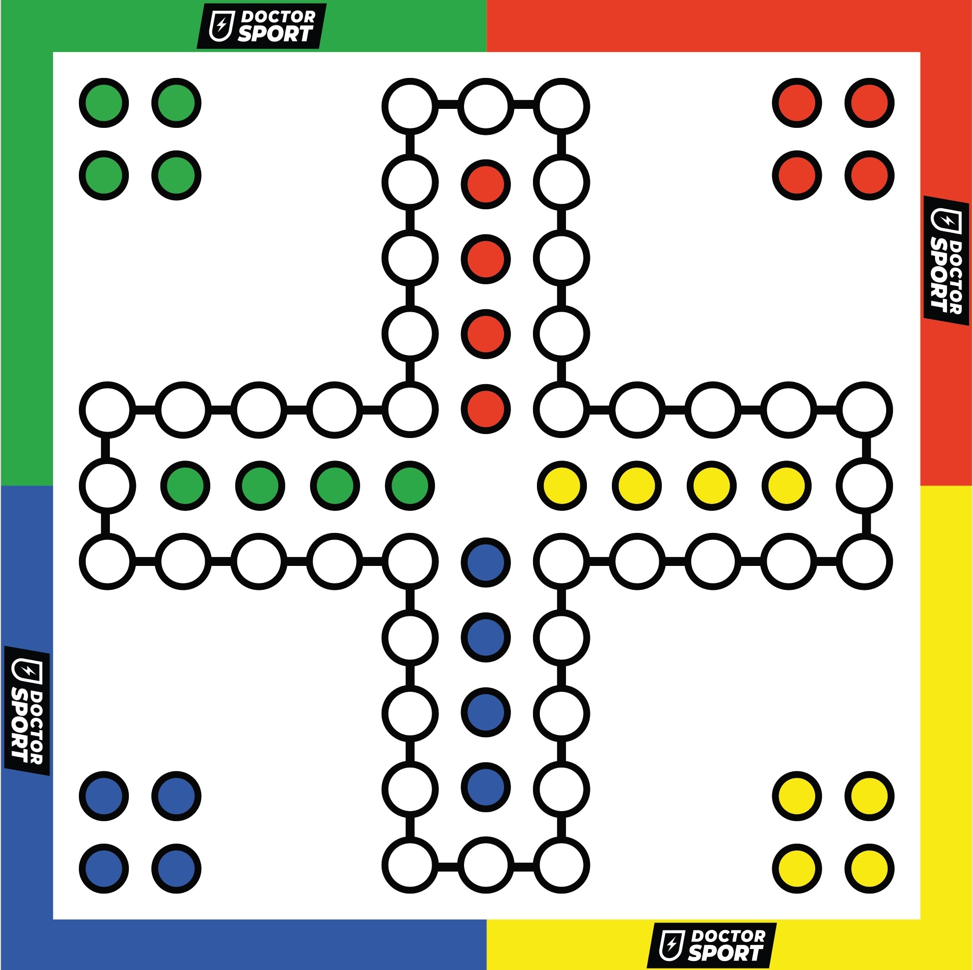 Ubergames Ludo XXL - Mensch 400 x 400 cm - PVC-Segel mit Würfel und Figuren - 4 Personen Ludo-400