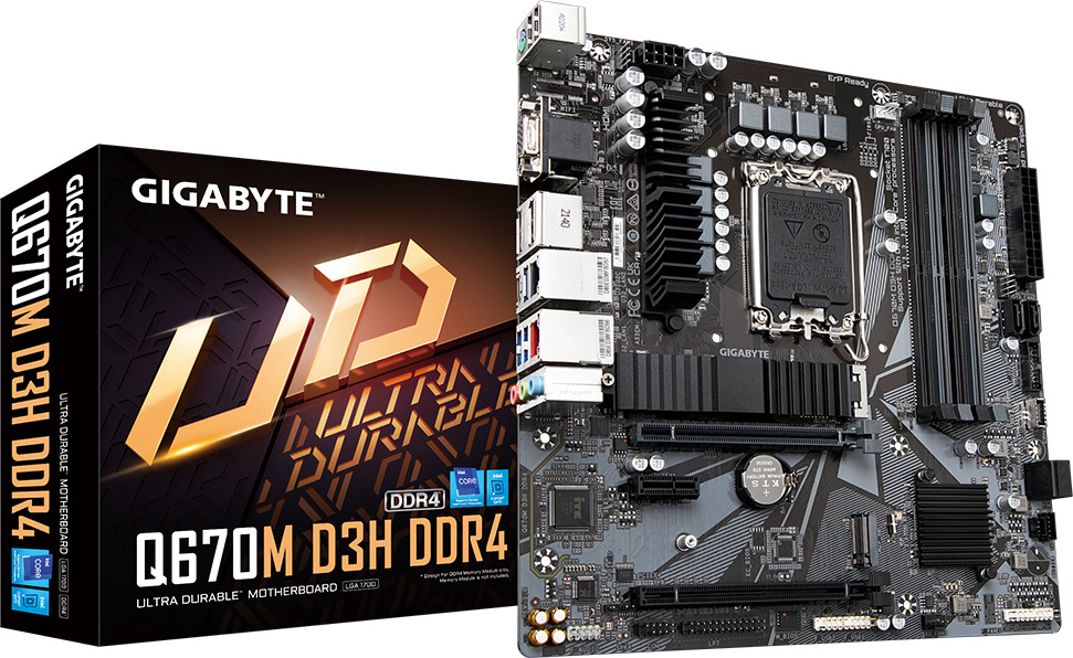 Gigabyte Q670M D3H DDR4 - Intel - LGA 1700 - Intel® Celeron® - Intel® Core™ i3 - Intel® Core™ i5 - Intel® Core™ i7 - Intel® Core™ i9,... - LGA 1700 - 128 GB - DDR4-SDRAM