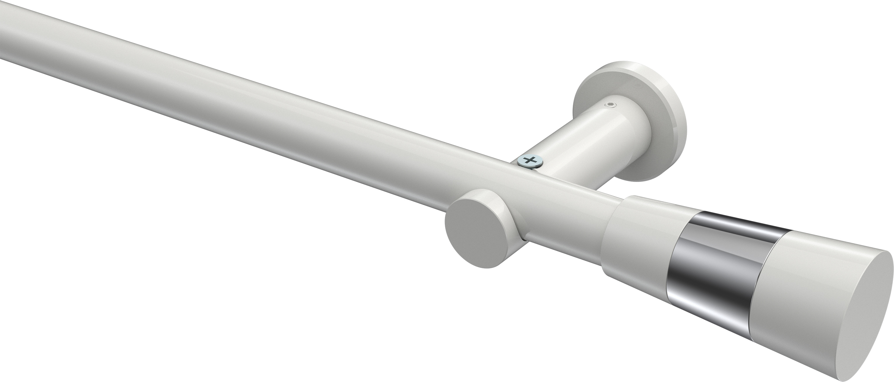 Interdeco Gardinenstange / Vorhangstange Weiß, Typ Platon Tanara (Konus Bicolor) ohne Ringe, 20 mm Ø 1-läufig, 320 cm 10193311-3232Y2_KLA