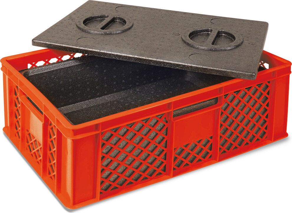 BRB Lagertechnik Stapelkorb mit EPP-Isolierbox, LxBxH 600 x 400 x 240 mm, rot 24609