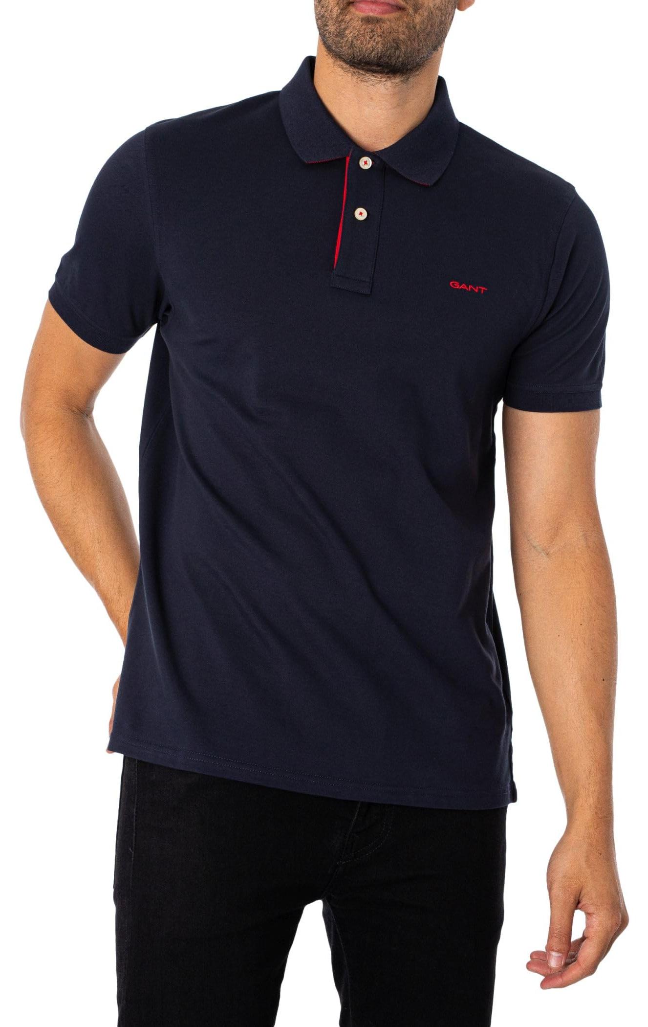 GANT Normales, kontrastierendes Piqué-Poloshirt, Blau XXL 2062026-433