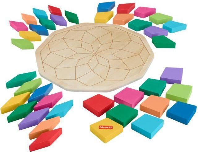 Holzpuzzle , Fisher-Price Mandala, 40 Teile, Geometrisches Muster, Lernspielzeug MATHXT94