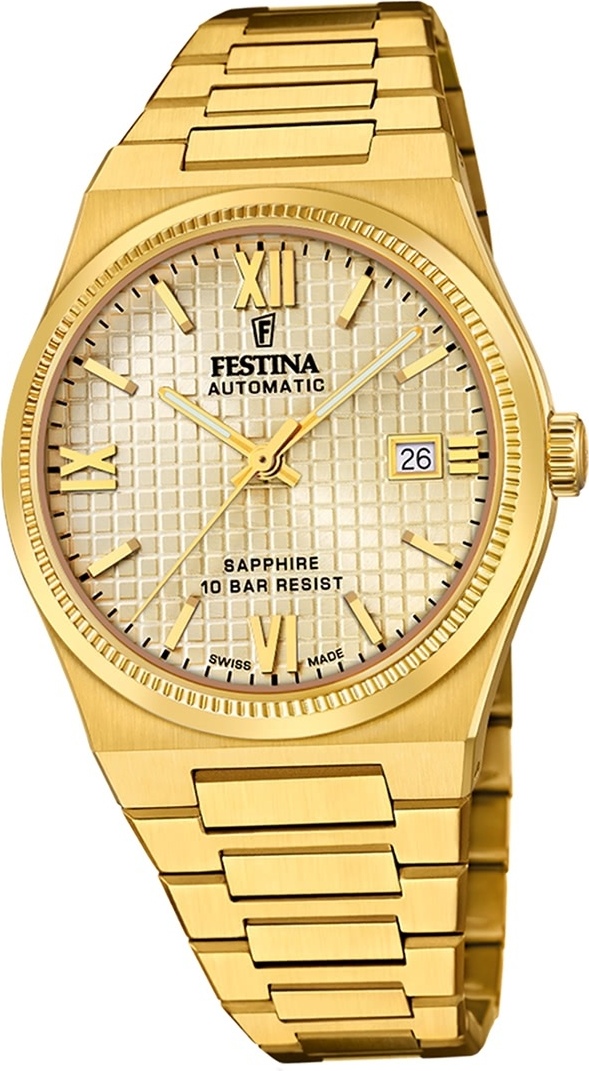 Festina pánske hodinky z nehrdzavejúcej ocele zlaté Festina Swiss made náramkové hodinky D2UF20032/2