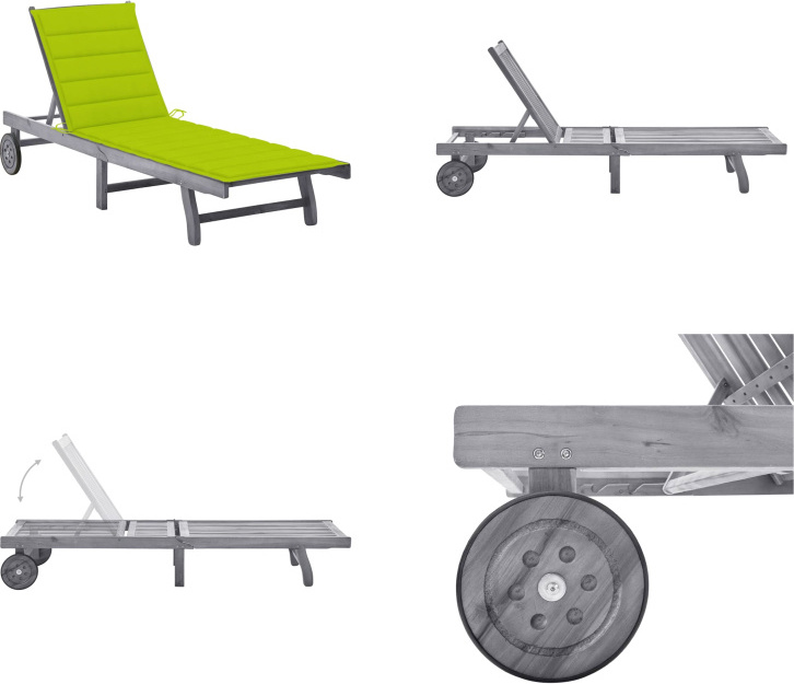 vidaXL Lehátko s vankúšom sivé akáciové masívne drevo - Lehátko - Lehátka - Drevené ležadlo - Drevené ležadlá