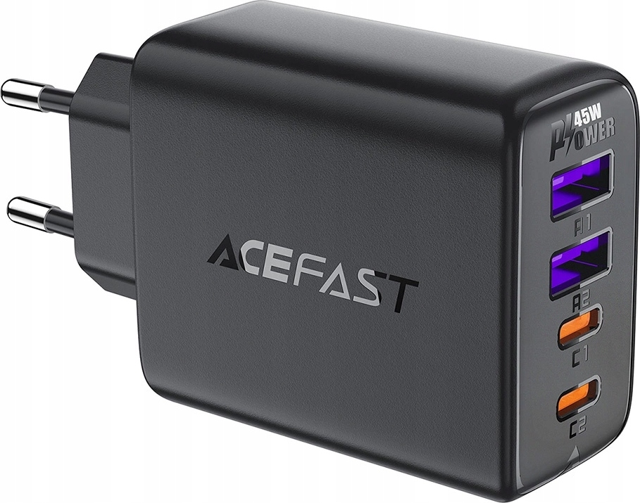 Acefast A61 PD 45W GaN-Ladegert 2 x USB-C + 2 x USB-A mit 4 Anschlssen, schwarz 340225
