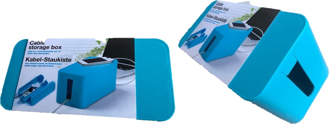 WAK INNOVATION Kabelbox „Mini“ mit Deckel & Gummifüßen (Organizer zur Vermeidung von Kabelsalat, Aufbewahrungsbox zum Verstecken von Steckdosenleisten, Adaptern & Kabeln, Schutz von Kindern & Tieren) 217