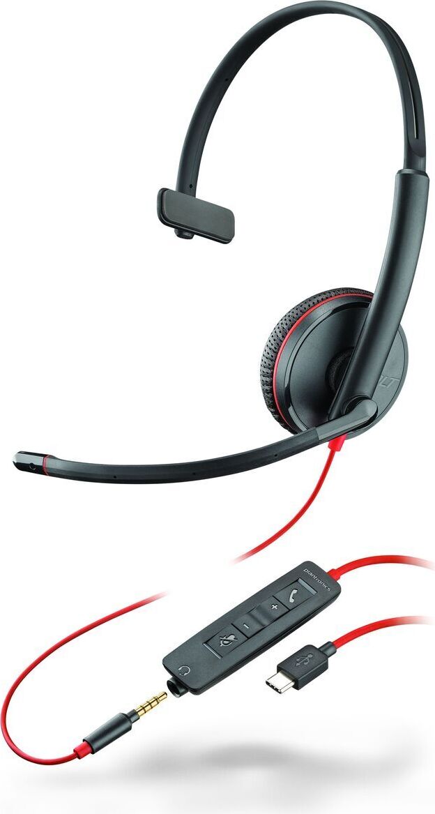 Poly Blackwire C3215 - Séria 3200 - Slúchadlá - na uši - káblové - 3,5 mm konektor, USB-C