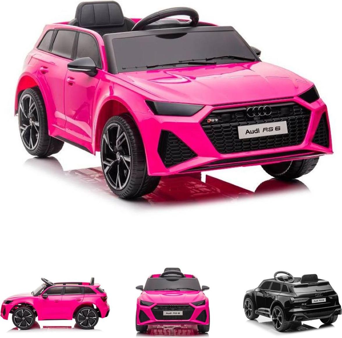 ES-Toys Kinder Elektrofahrzeug Audi RS6 lizenziert Kunstledersitz EVA-Reifen MP3 pink ET5722-pink/rosa