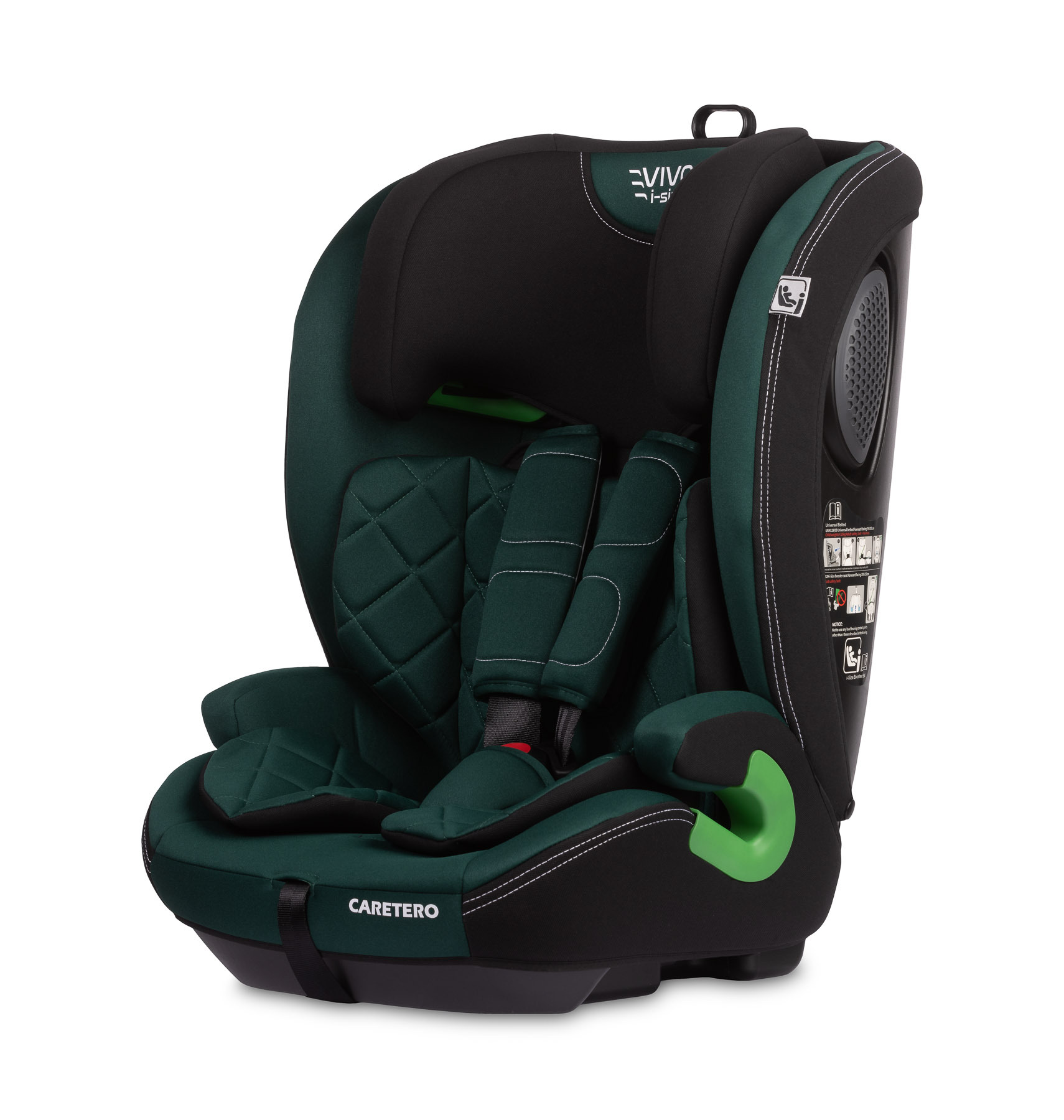 CARETERO, i-Size Autositz Kinder, Vorne Babyautositz 76-150cm, Vivo Smaragdgrün TERO-2053
