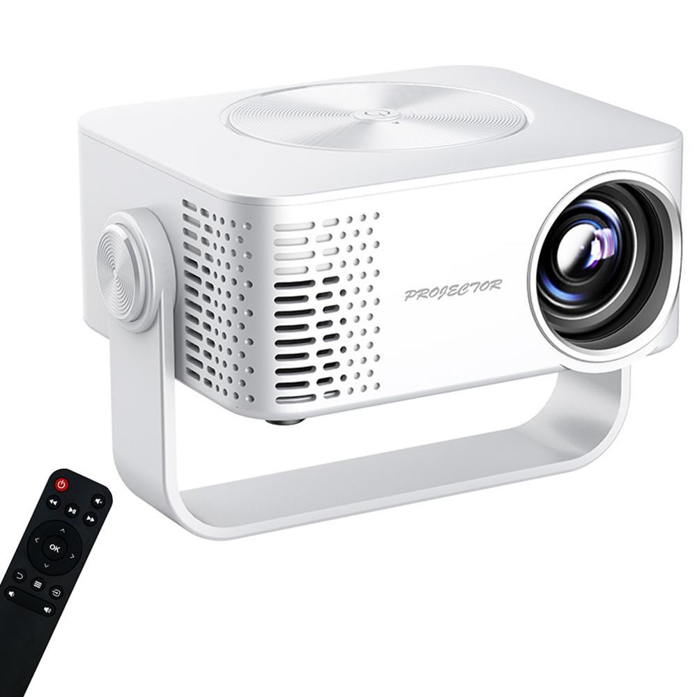 ZELURXX Mini projektor prenosný 1080P WLAN projektor s reproduktorom, domáce kino LED projektor pre smartfón/TV, Full HD 120" displej, biely