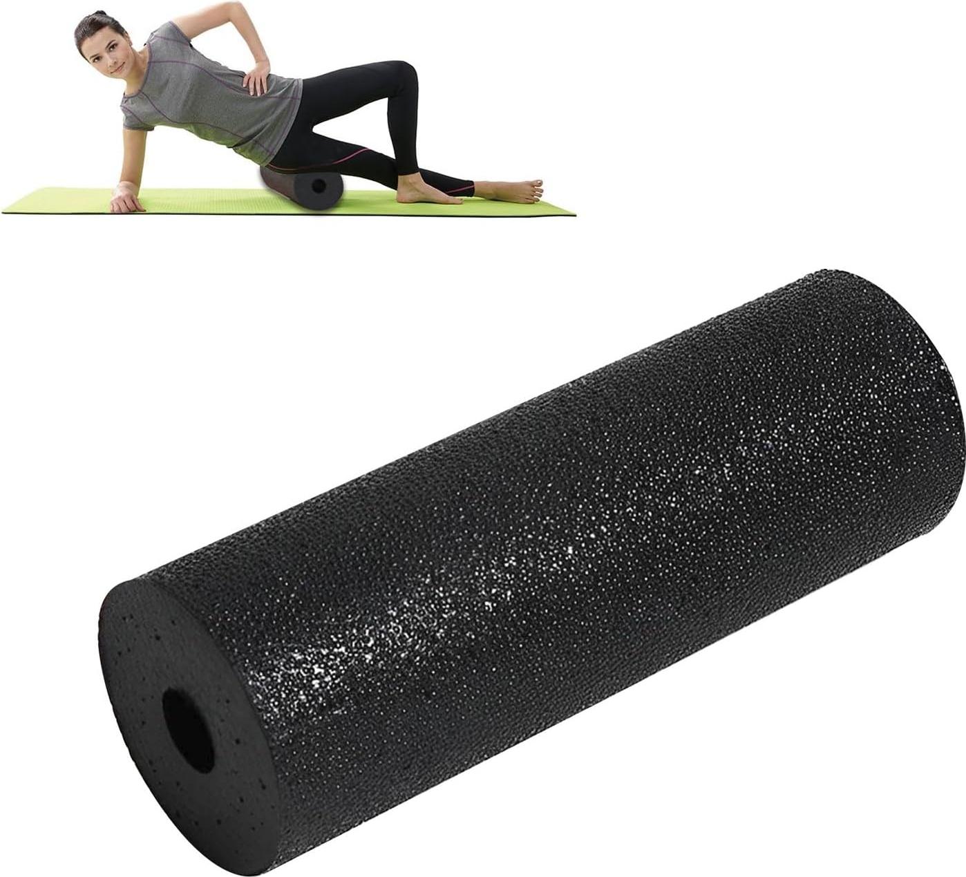 Markenlos Kleine Schaumrolle - zur Linderung von Muskelverspannungen - leichte Herz-Wackelrolle für myofasziale Freisetzung - Yoga Pilates Fitness Körperdehnungen 59 Zoll/schwarz/hohe Härte