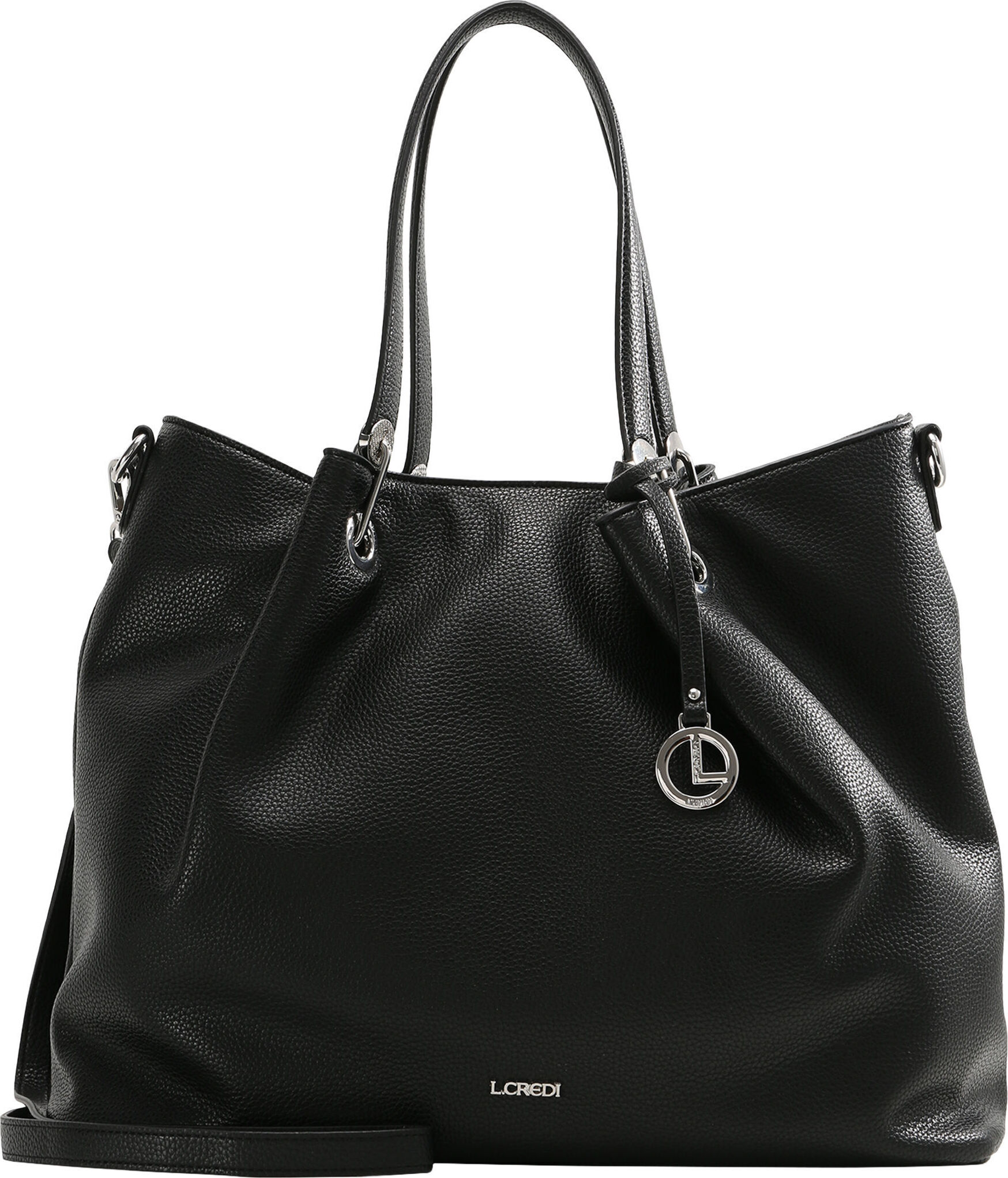 L.Credi Borsa Filiberta 30 Cm In Ecopelle – Elegante Borsa Bowling Con Logo Stampato, Tracolla Regolabile E Scomparti Organizer, Marrone - 4