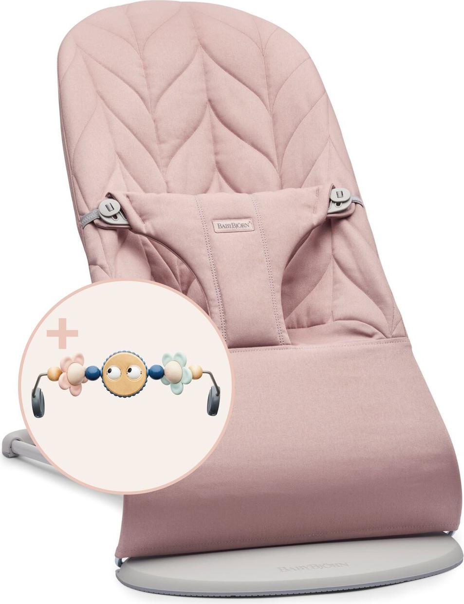 BabyBjörn Babywippe Bliss Gewebte Blütenblattdecke mit Spielbogen Freche Augen Pastell – Altrosa