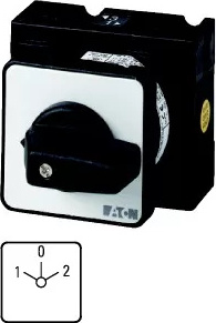 Eaton Umschalter, T3, 32 A, Einbau, 2 Baueinheit(en), Kontakte: 4, 60 °, rastend, mit 0-Stellung, 1-0-2, Abwicklungs Nr. 8211 061837