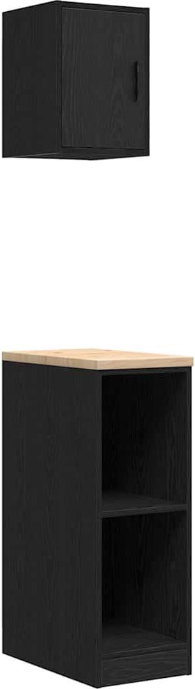 vidaXL Garážové skrinky 2 ks čierne na báze dreva