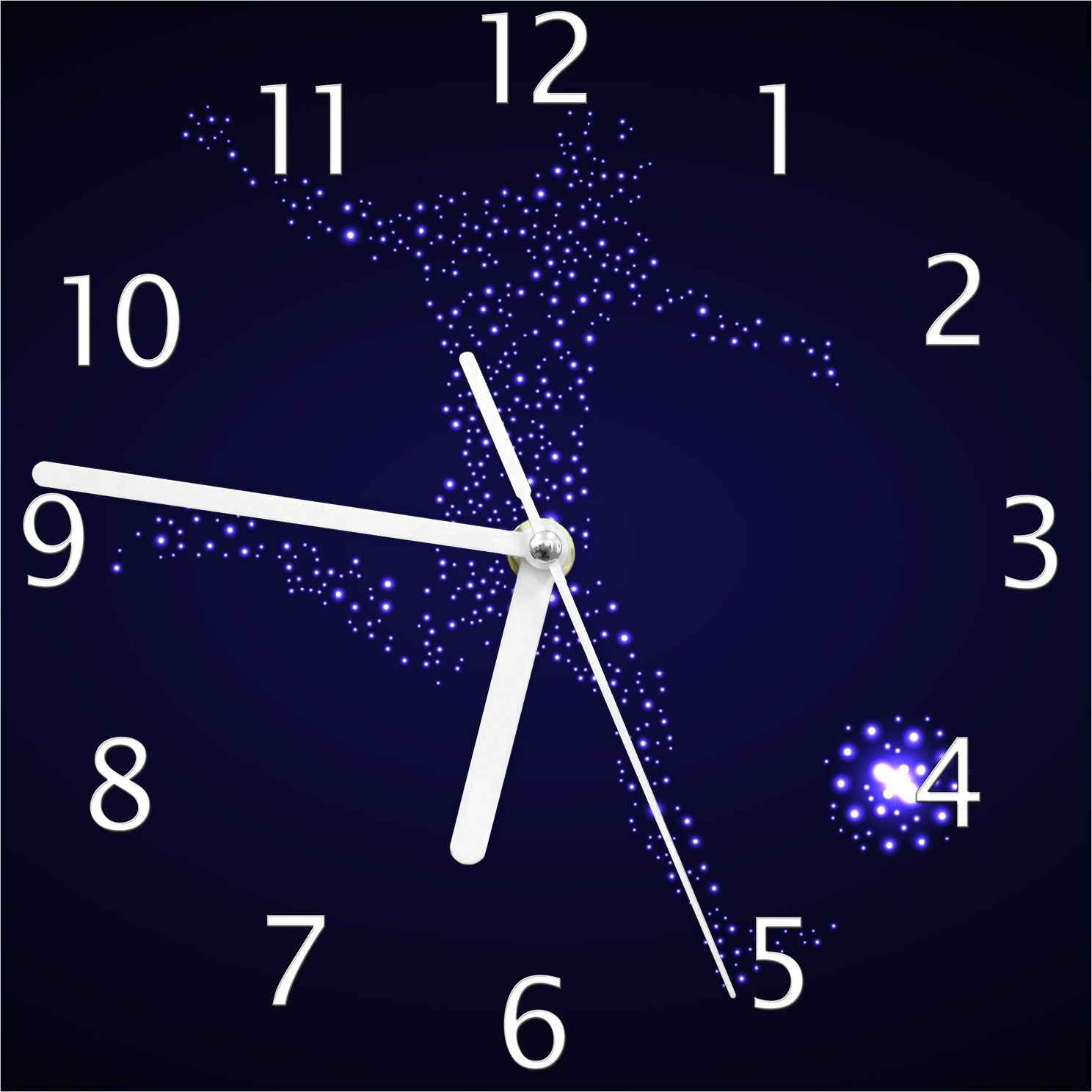 Wallario Design Wanduhr Fußball - ein Spieler aus tausend Sternen in blau aus Echtglas, Größe 20 x 20 cm guk5654-2020