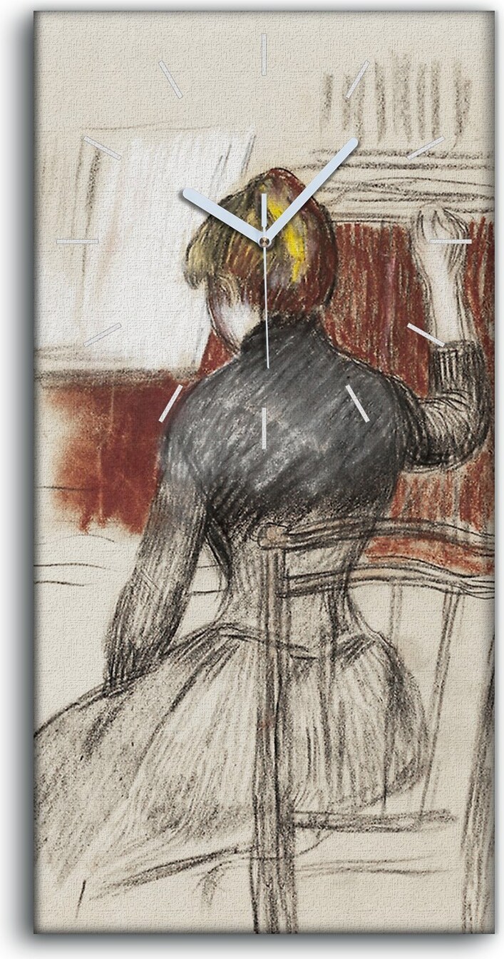 coloray Wanduhr Bürouhr Leinwand Bild 30x60 Malerei Frauen Musikerinnen Klavier Kunst - weiße Hände zcv-895002-30x60-b