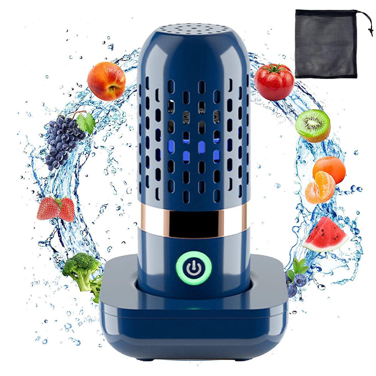 Welikera Tragbarer Obst- & Gemüse-Reiniger, 3000mAh Ultraschall-Kapsel, OH-Ionen Reinigungstechnologie, USB aufladbar, für Obst, Gemüse, Reis & Geschirr (blau) KAUF-INTT-KF3276-024