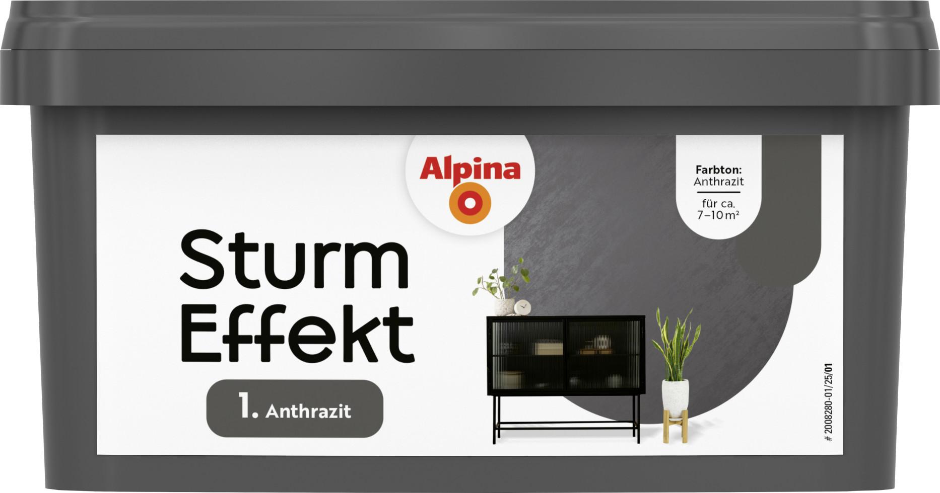 Alpina Wandfarbe Sturm Effekt anthrazit 1 L 2008256