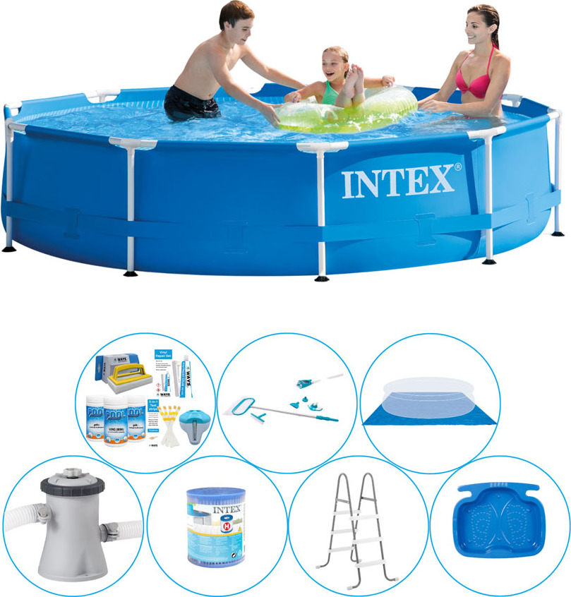 Balík All in 1 - 8-členný bazén - Intex Kovový rám 305 x 76 cm