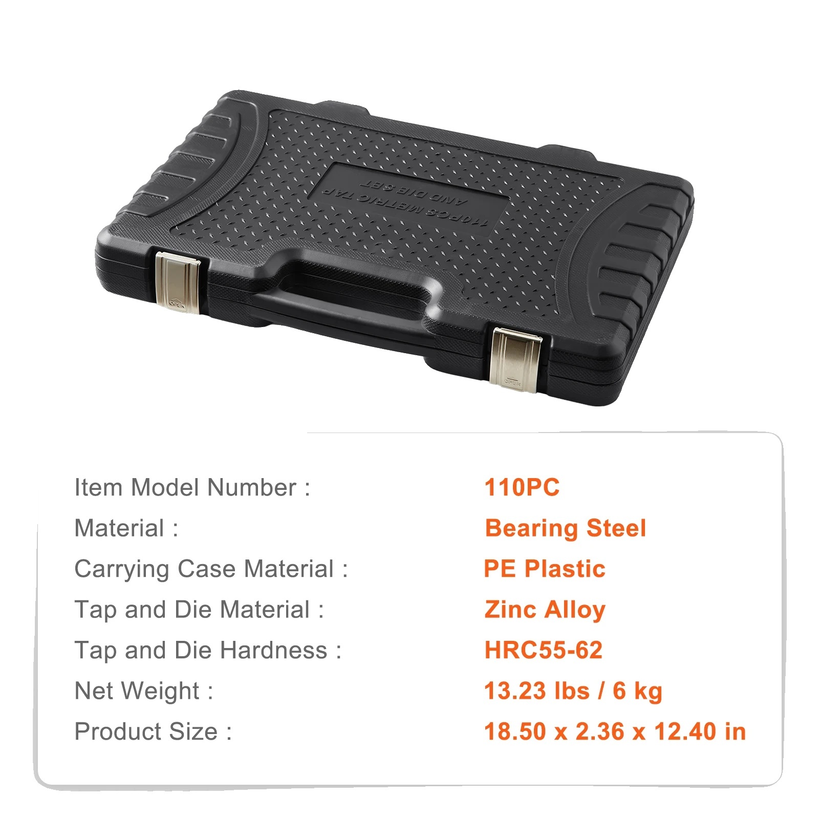 Sada závitníkov a závitových fréz, 80 kusov SAE, 110 kusov metrických, 110 kusov metrických